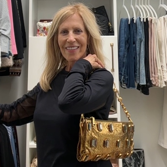 Prada Gold Python Whip Pietre Evening Clutch/Shoulder Bag with large Gemstones - Picture 15 of 17